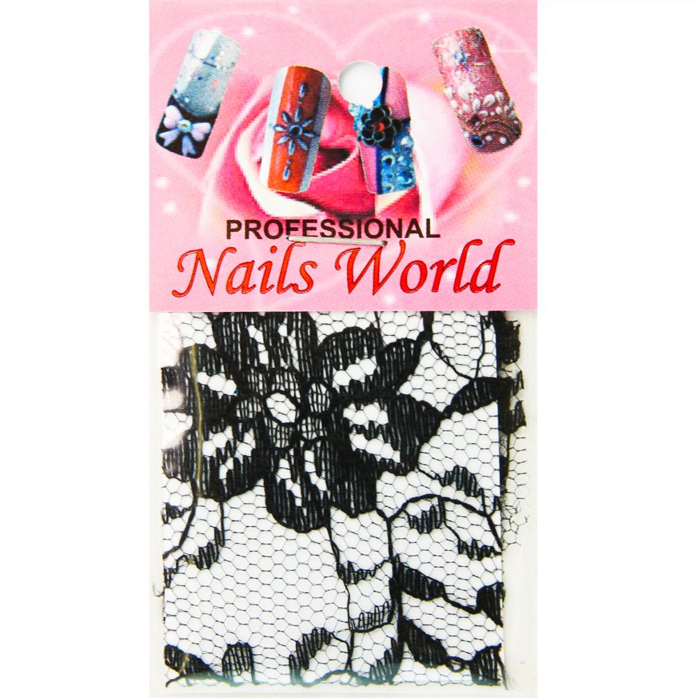 NAILS WORLD Мереживо, чорне