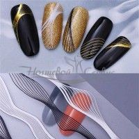 Nail Art Наклейки гнучкі лінії - White-Gold